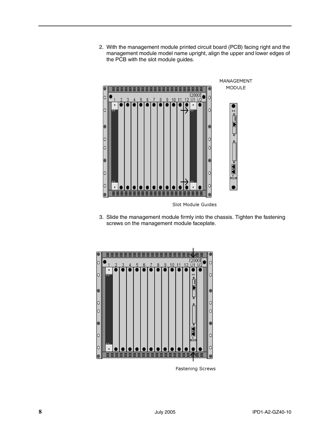 Paradyne 12000E installation instructions Management Module 