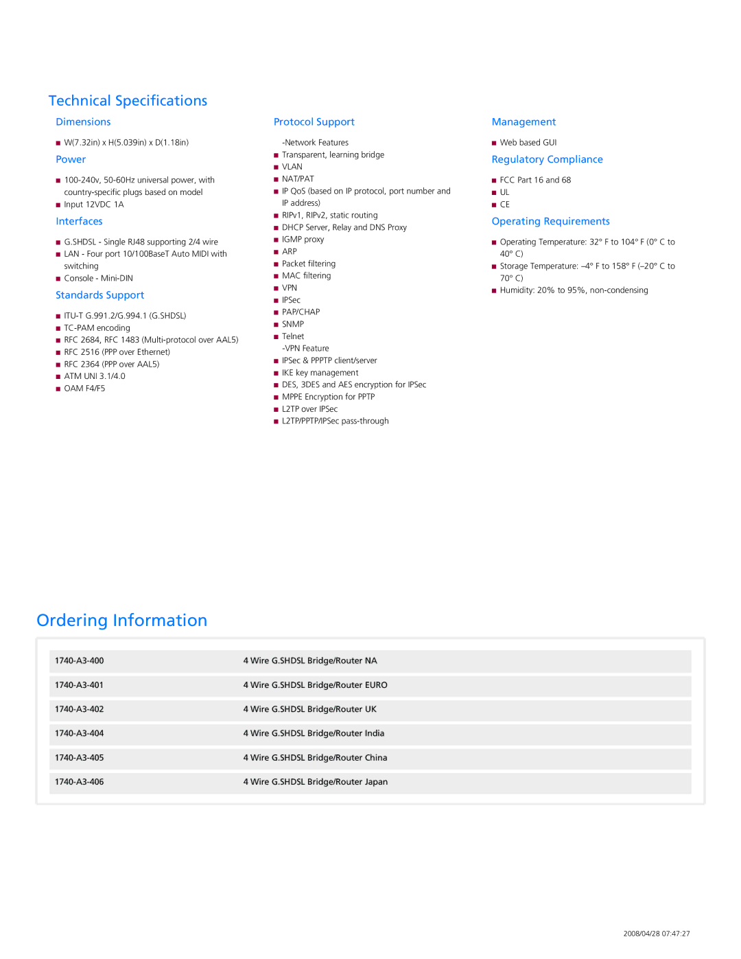 Paradyne 1740-A3-xxx manual Ordering Information 