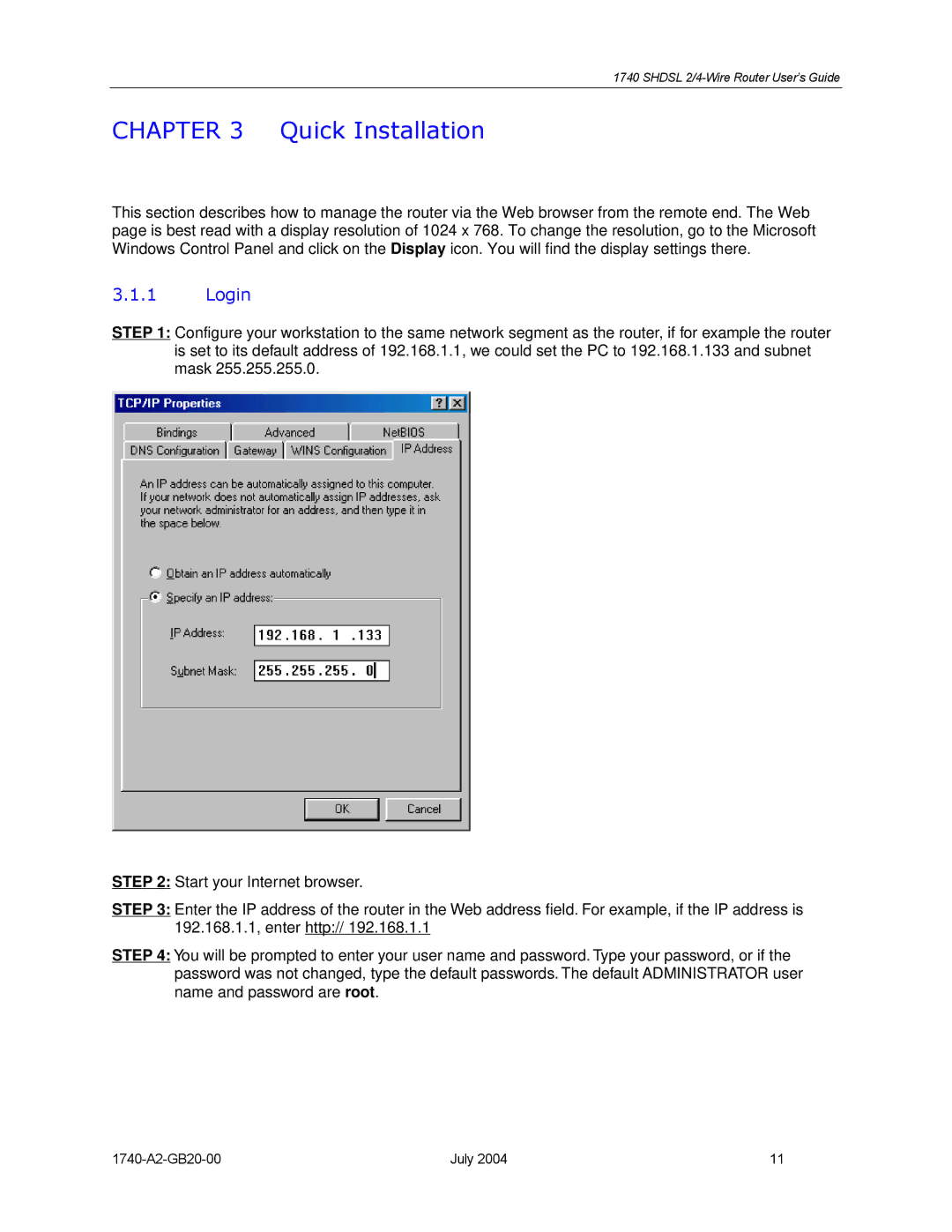 Paradyne 1740 SHDSL manual Quick Installation, Login 