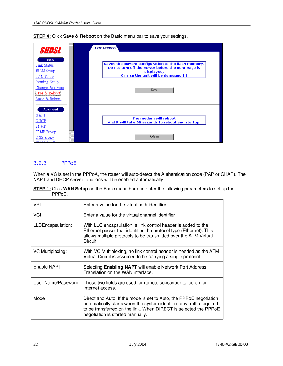 Paradyne 1740 SHDSL manual PPPoE 