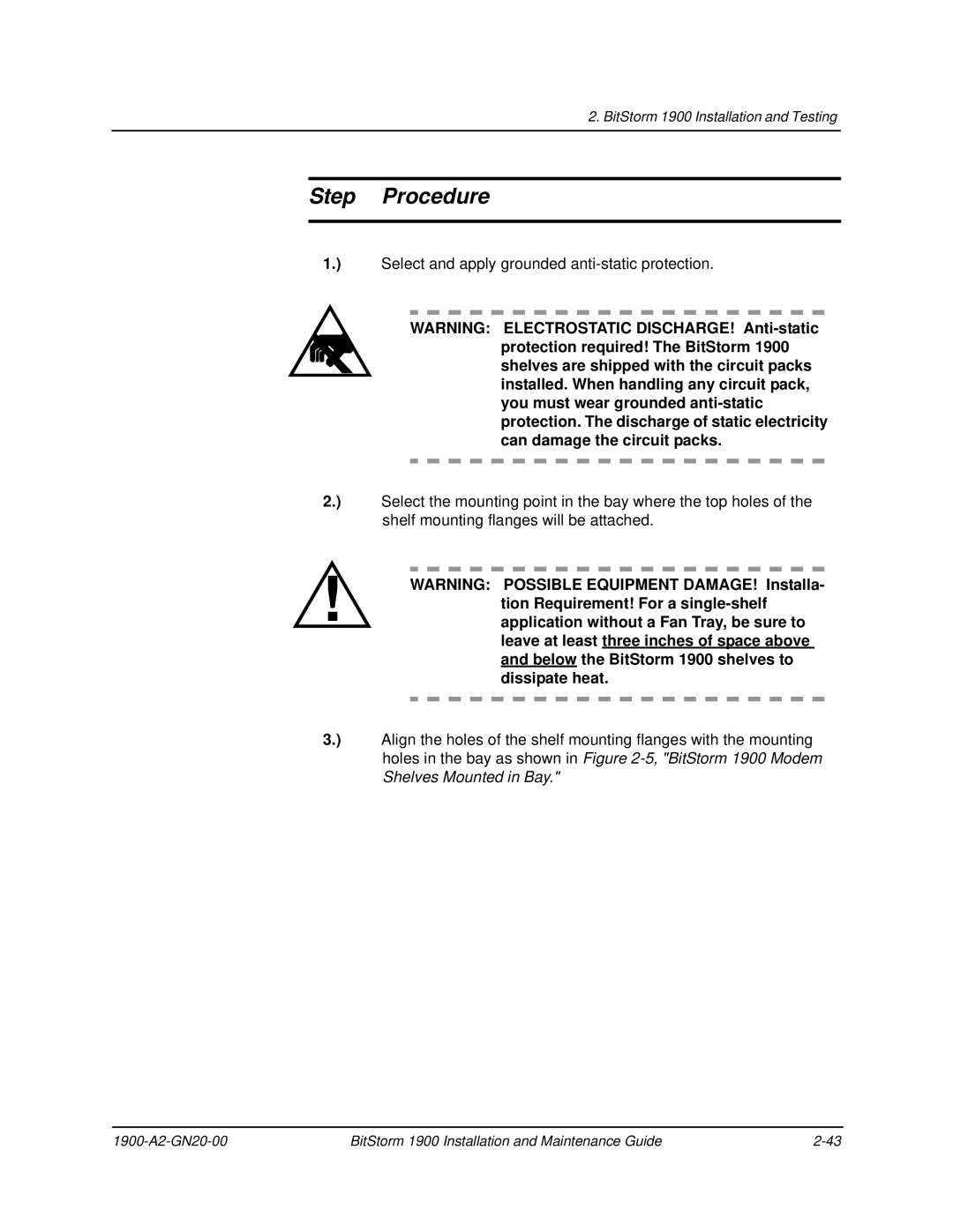 Paradyne 1900 manual Step Procedure 