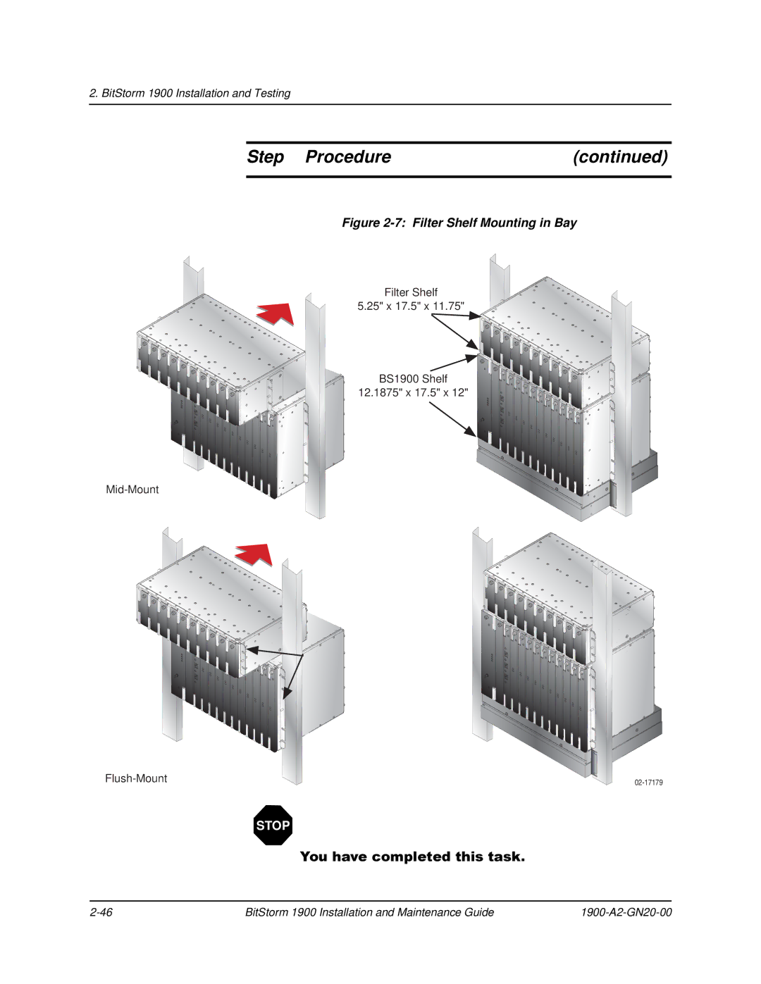 Paradyne 1900 manual Filter Shelf Mounting in Bay 