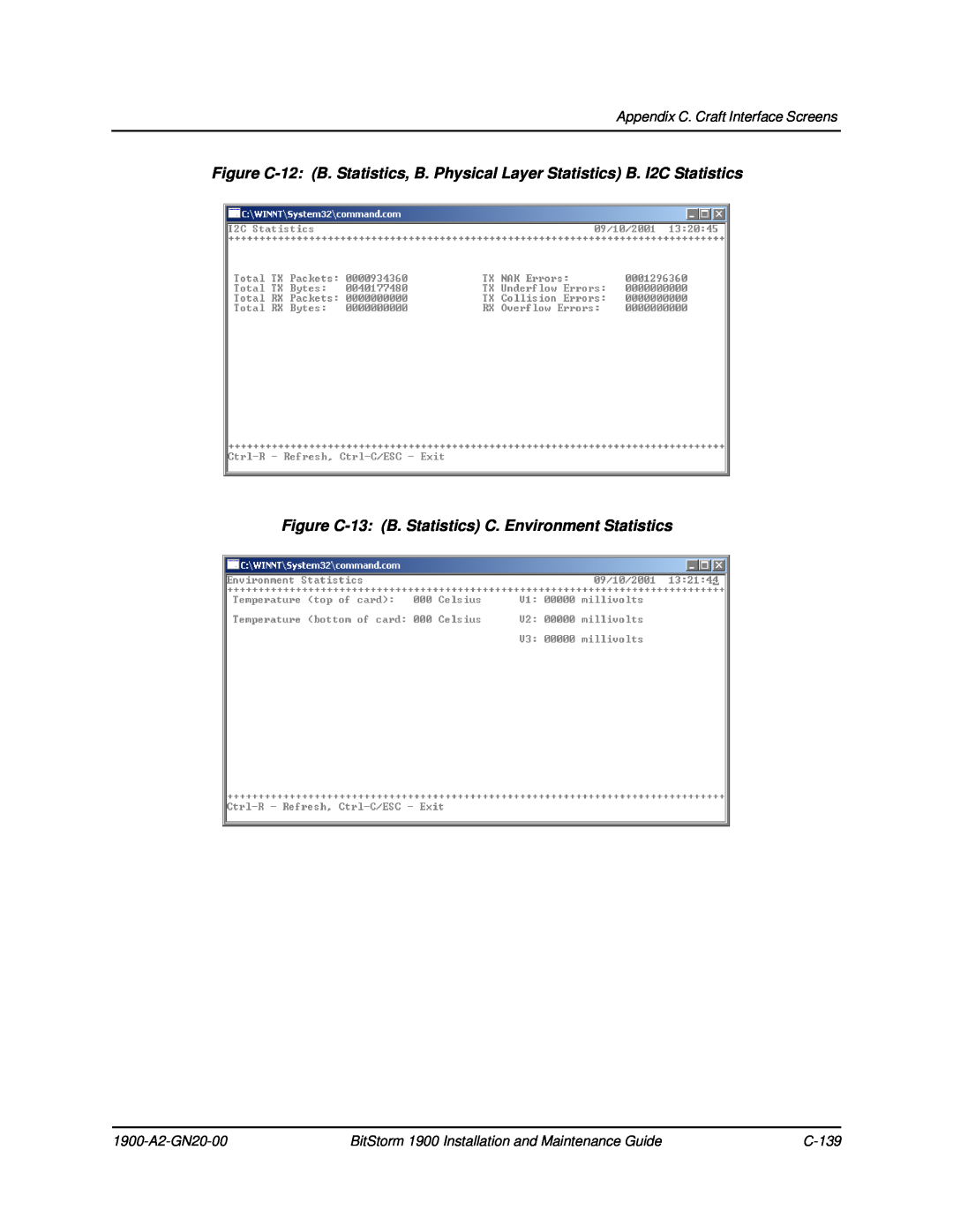 Paradyne Figure C-13 B. Statistics C. Environment Statistics, Appendix C. Craft Interface Screens, 1900-A2-GN20-00 