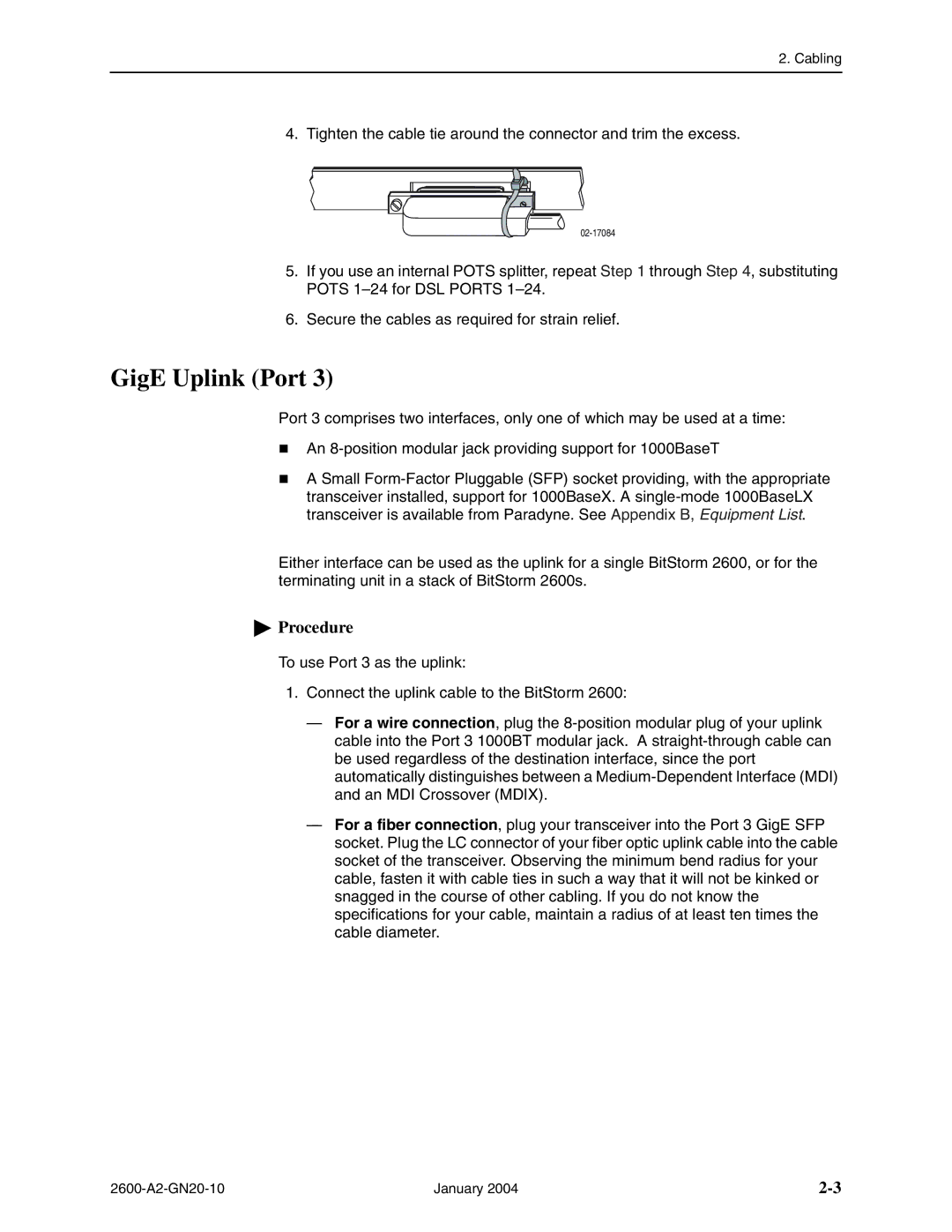 Paradyne 2600 IP DSLAM manual GigE Uplink Port 