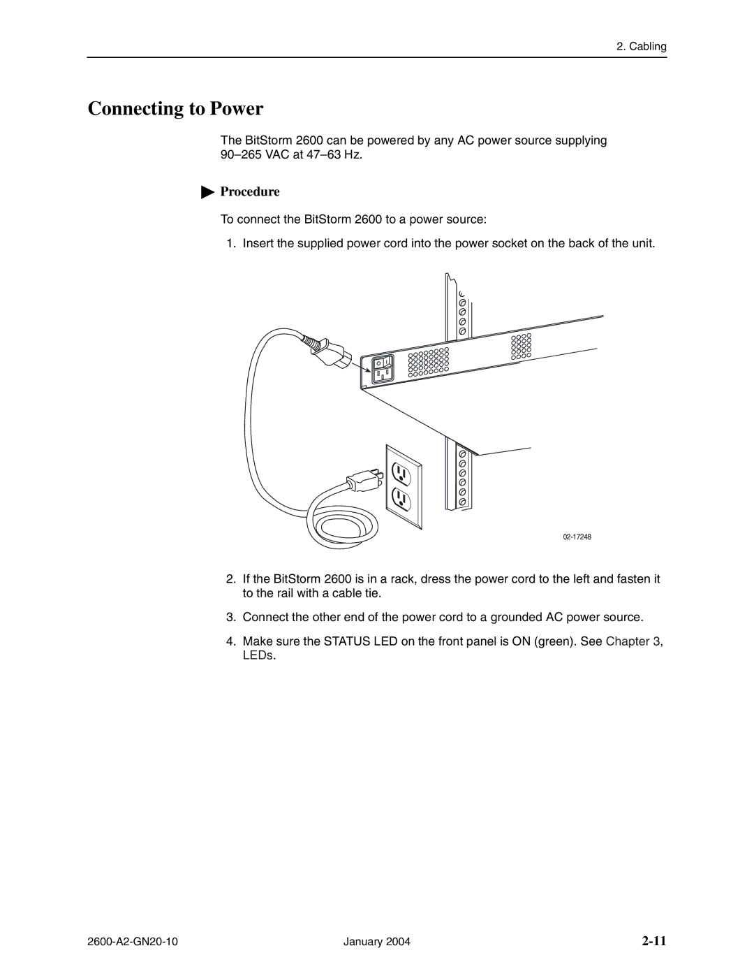 Paradyne 2600 IP DSLAM manual Connecting to Power 