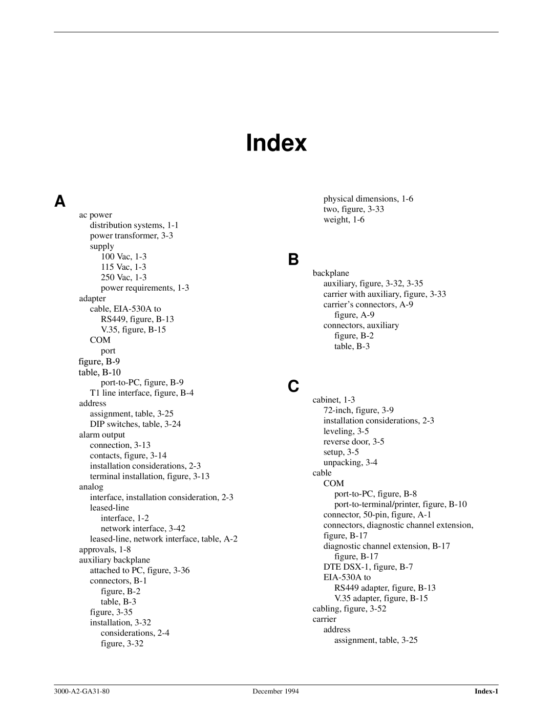 Paradyne 3000 manual Index, Com 