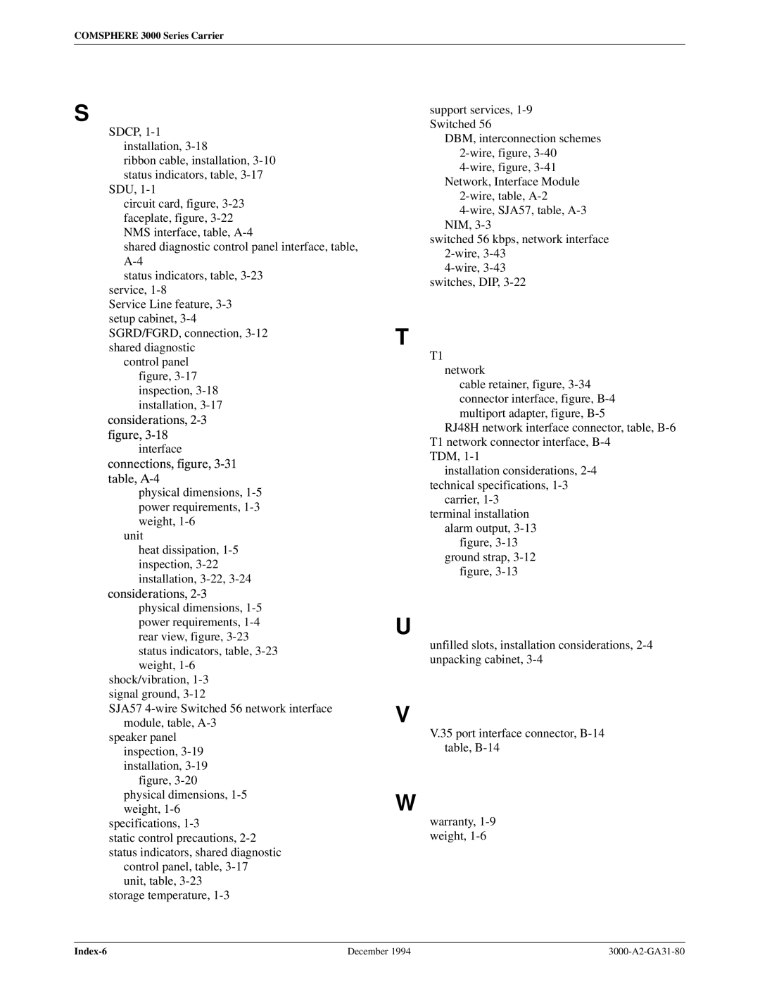 Paradyne 3000 manual Index-6 