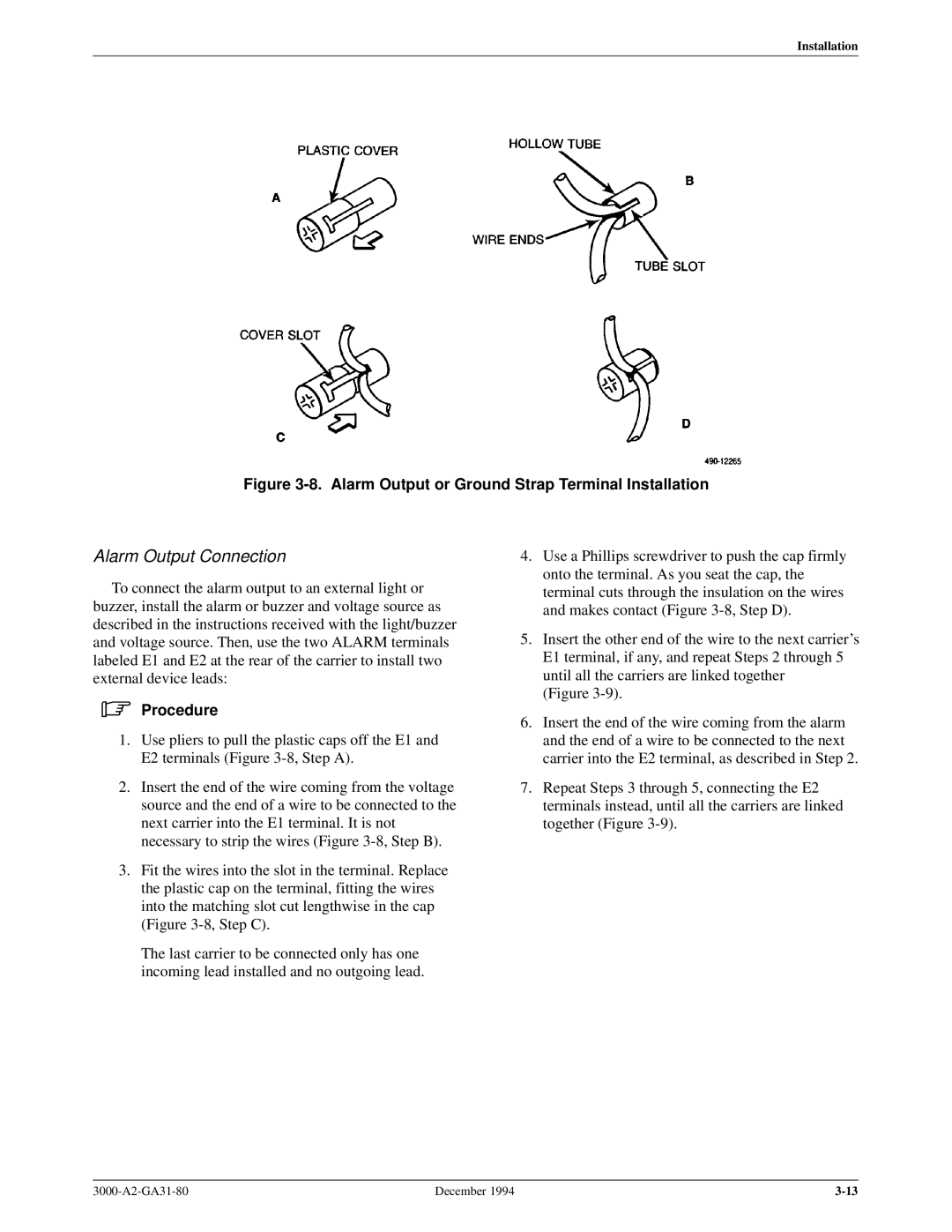 Paradyne 3000 manual Alarm Output Connection 