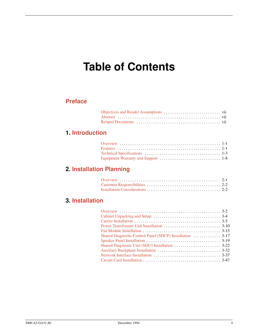 Paradyne 3000 manual Table of Contents 