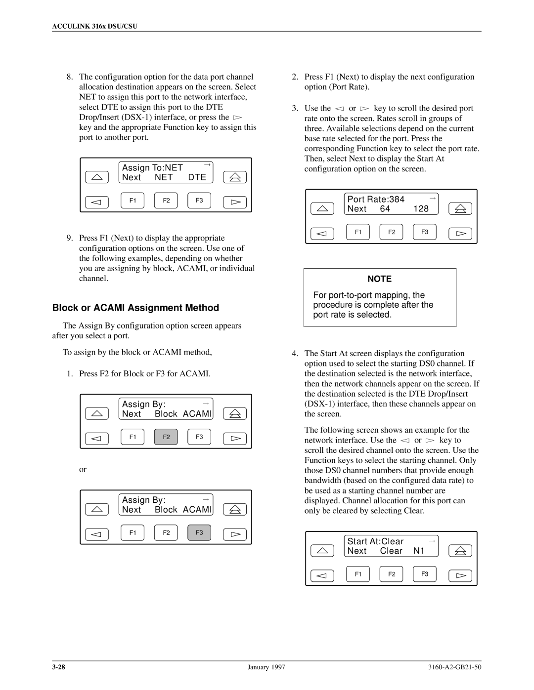 Paradyne 3160-A2-GB21-50 manual Block or Acami Assignment Method, Assign ToNET Next NET DTE, Assign By Next Block Acami 