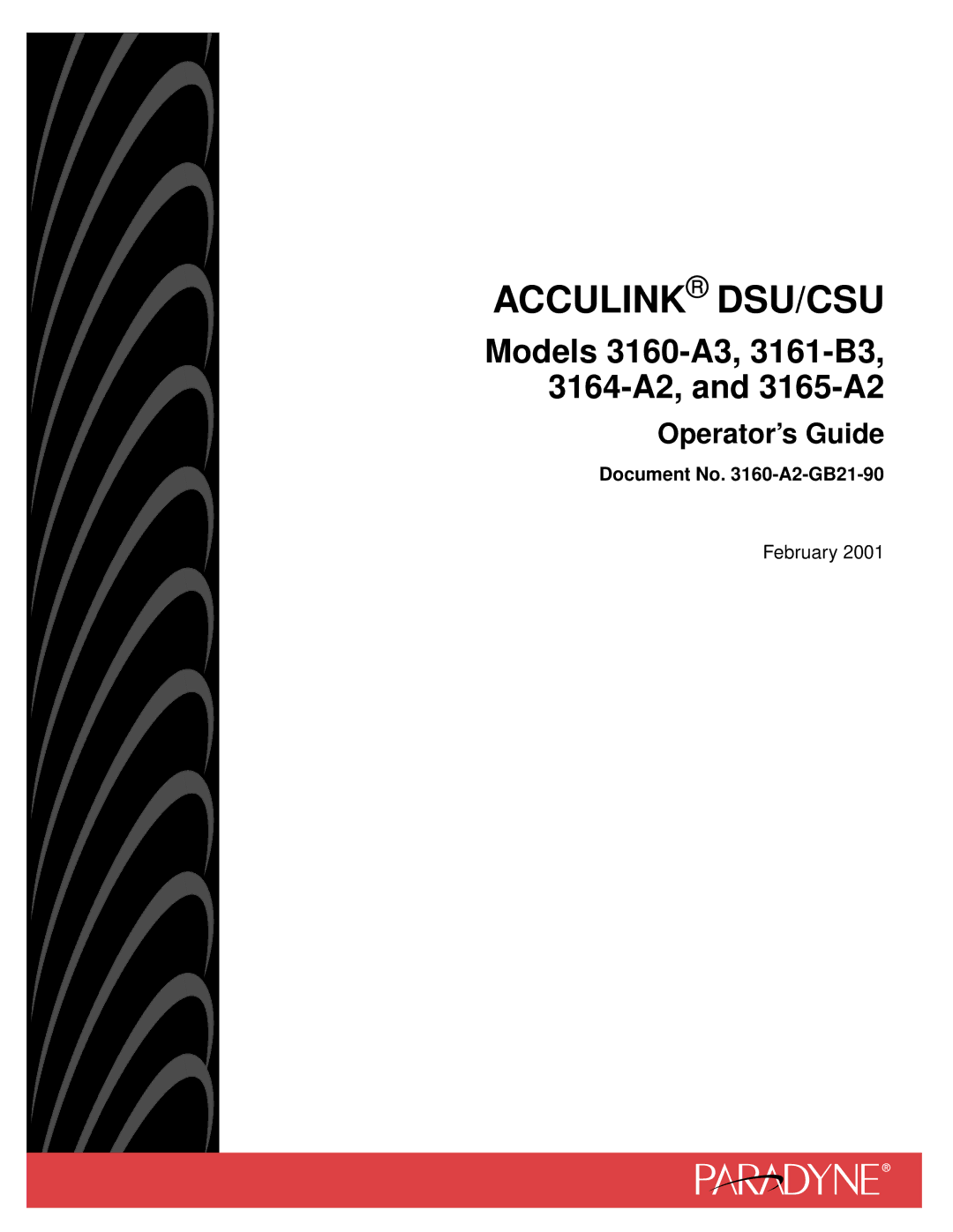 Paradyne 3164-A2, 3165-A2, 3160-A3, 3161-B3 manual Acculink DSU/CSU 