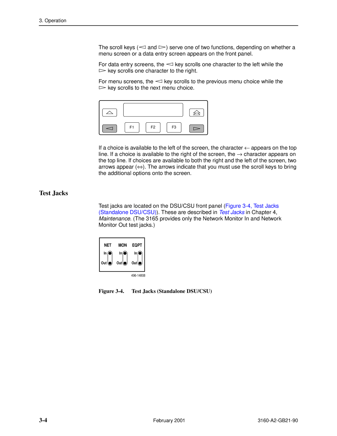 Paradyne 3160-A3, 3165-A2, 3164-A2, 3161-B3 manual Test Jacks Standalone DSU/CSU 