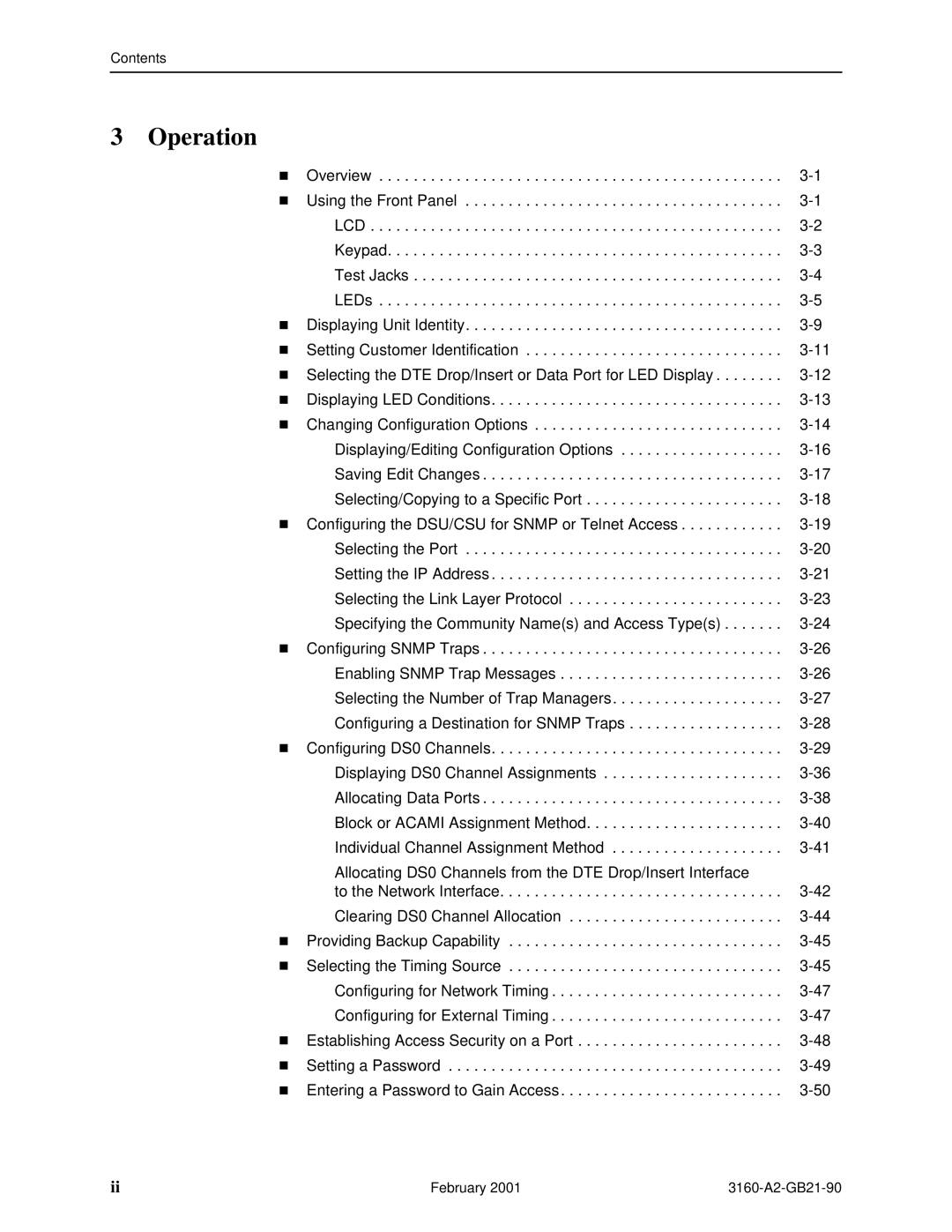 Paradyne 3165-A2, 3164-A2, 3160-A3, 3161-B3 manual Operation, February 