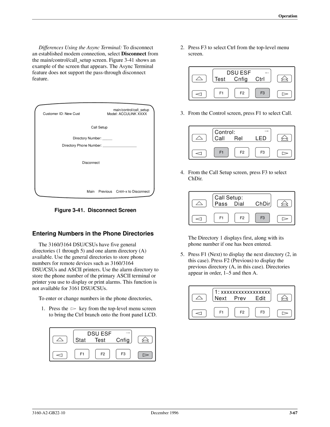 Paradyne 316x manual Entering Numbers in the Phone Directories, Xxxxxxxxxxxxxxxxx Next Prev Edit 