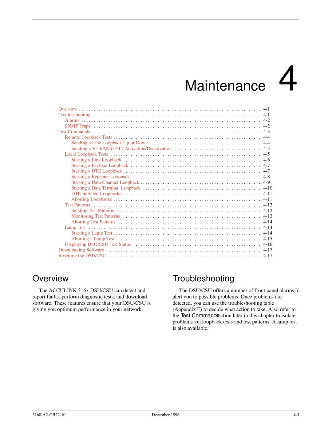 Paradyne 316x manual Maintenance, Troubleshooting 