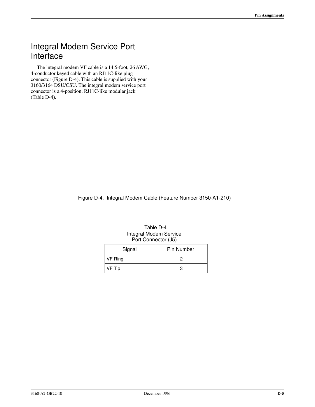 Paradyne 316x manual Integral Modem Service Port Interface 