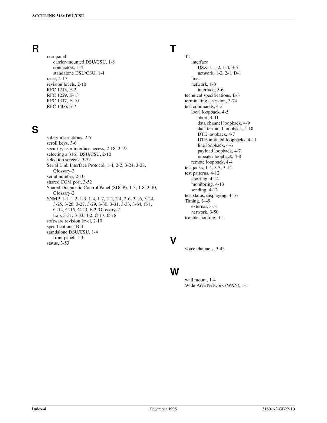 Paradyne 316x manual Index-4 