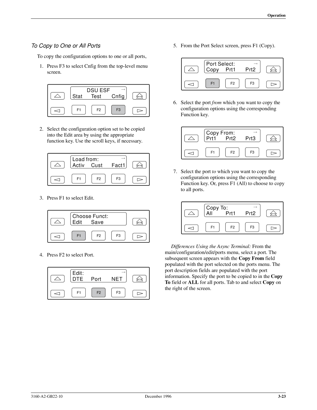 Paradyne 316x manual To Copy to One or All Ports, Copy From Prt1 Prt2 Prt3, Copy To All Prt1 Prt2 