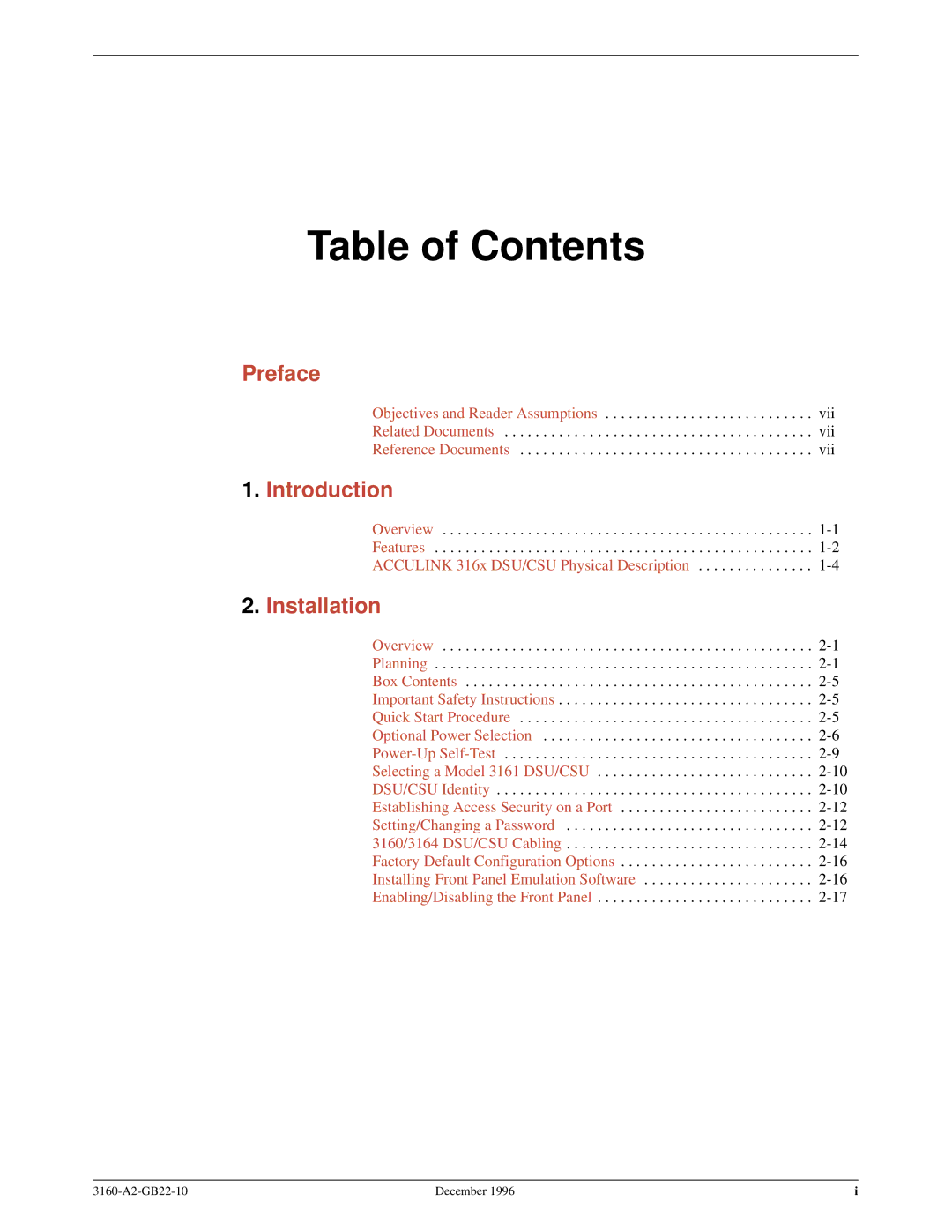 Paradyne 316x manual Table of Contents 