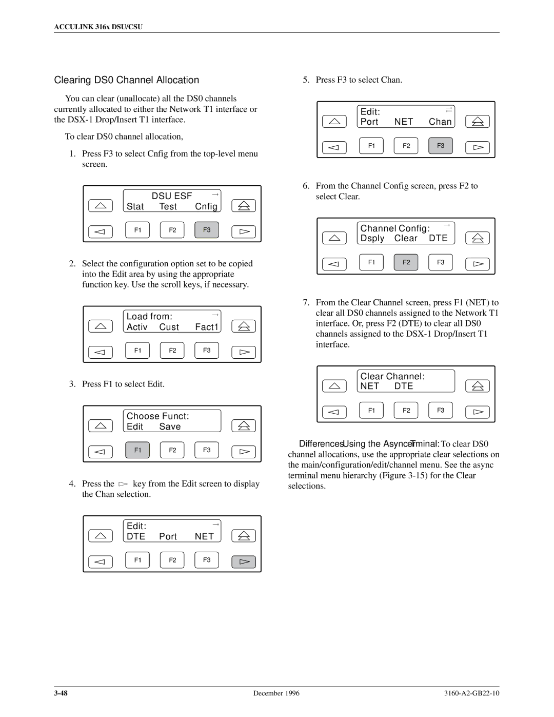 Paradyne 316x manual Clearing DS0 Channel Allocation, Clear Channel 