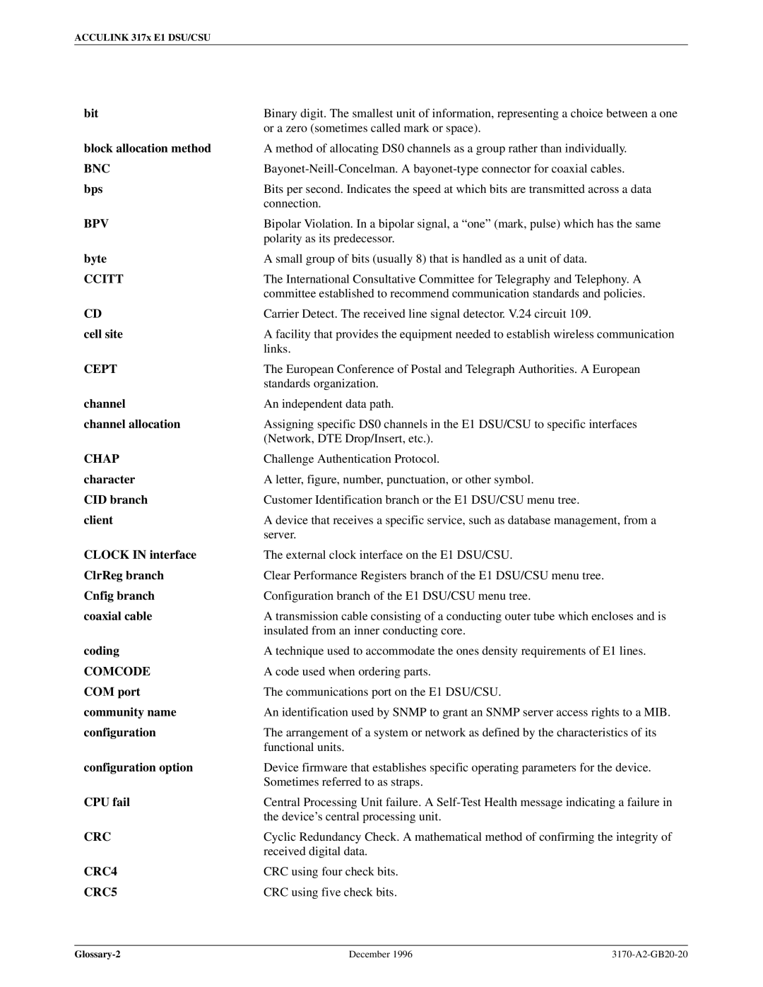 Paradyne 317x E1 manual CRC4 