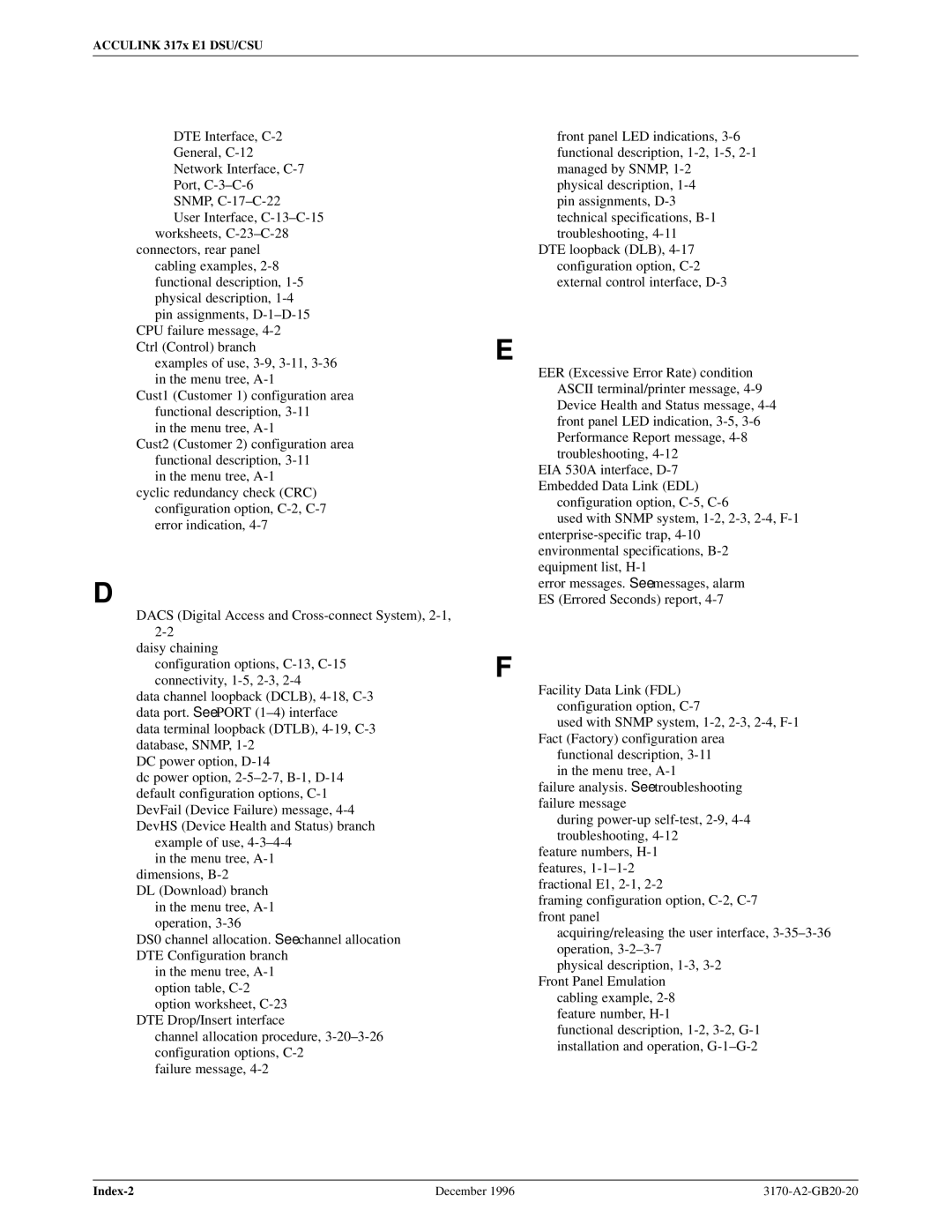 Paradyne 317x E1 manual Index-2 