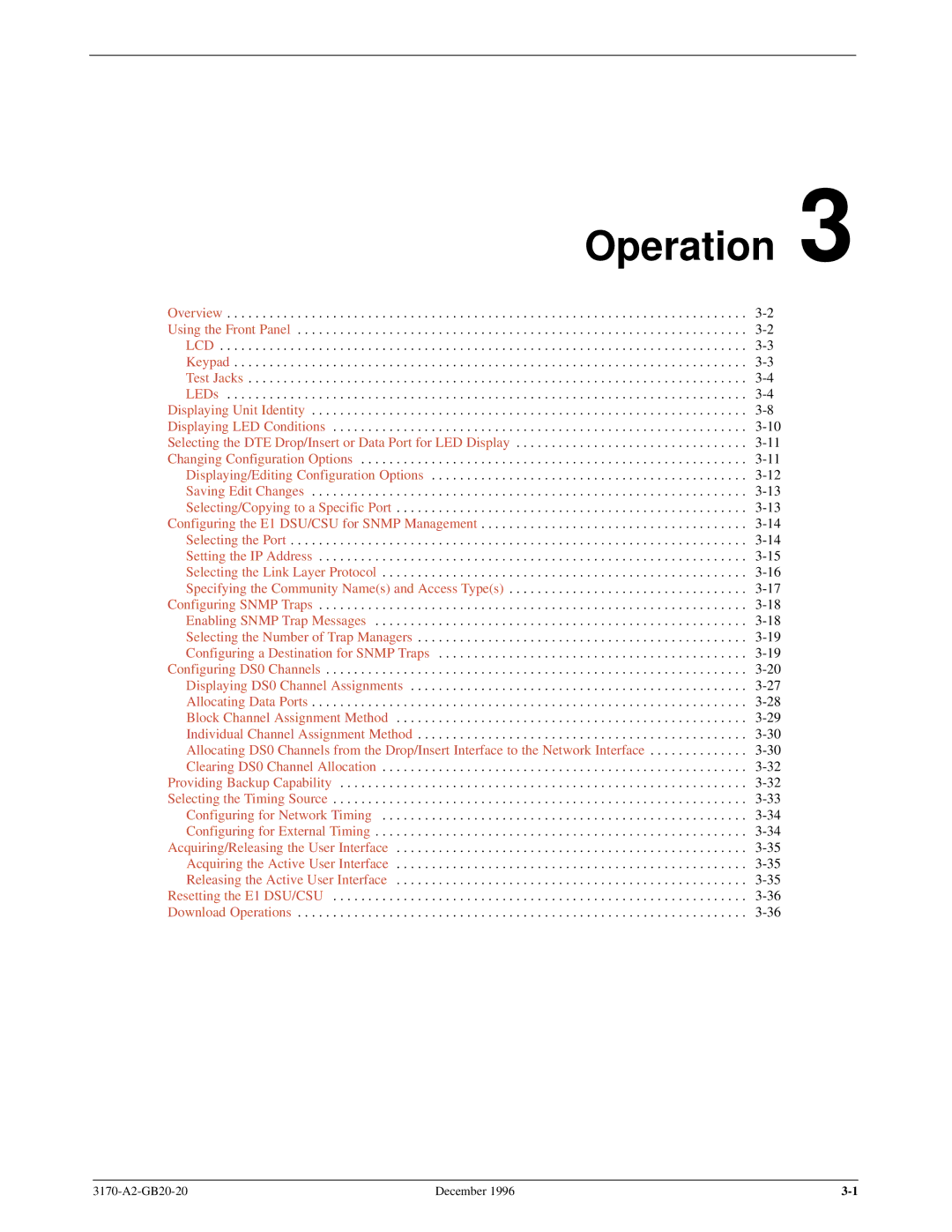 Paradyne 317x E1 manual Operation 