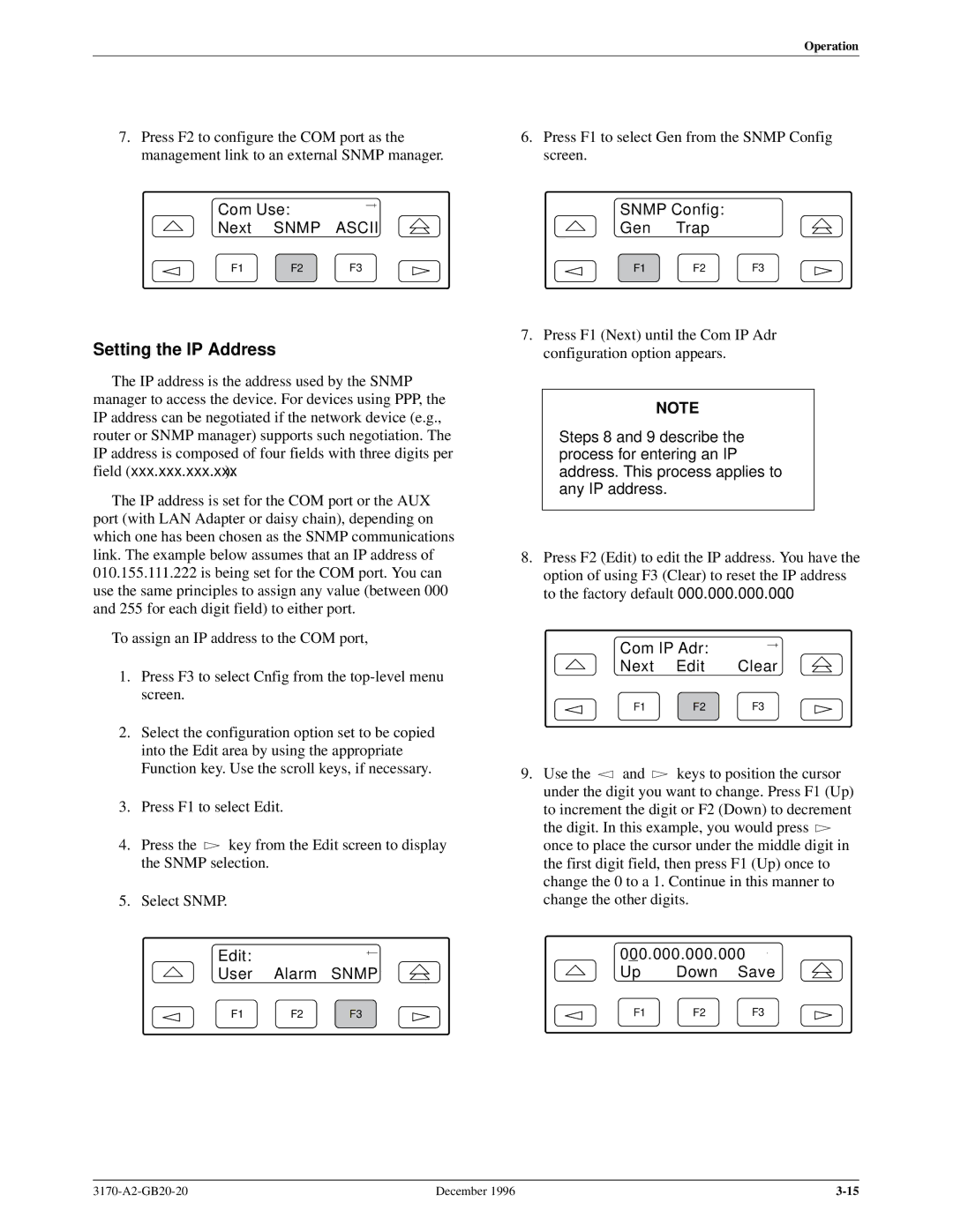 Paradyne 317x E1 manual Setting the IP Address 