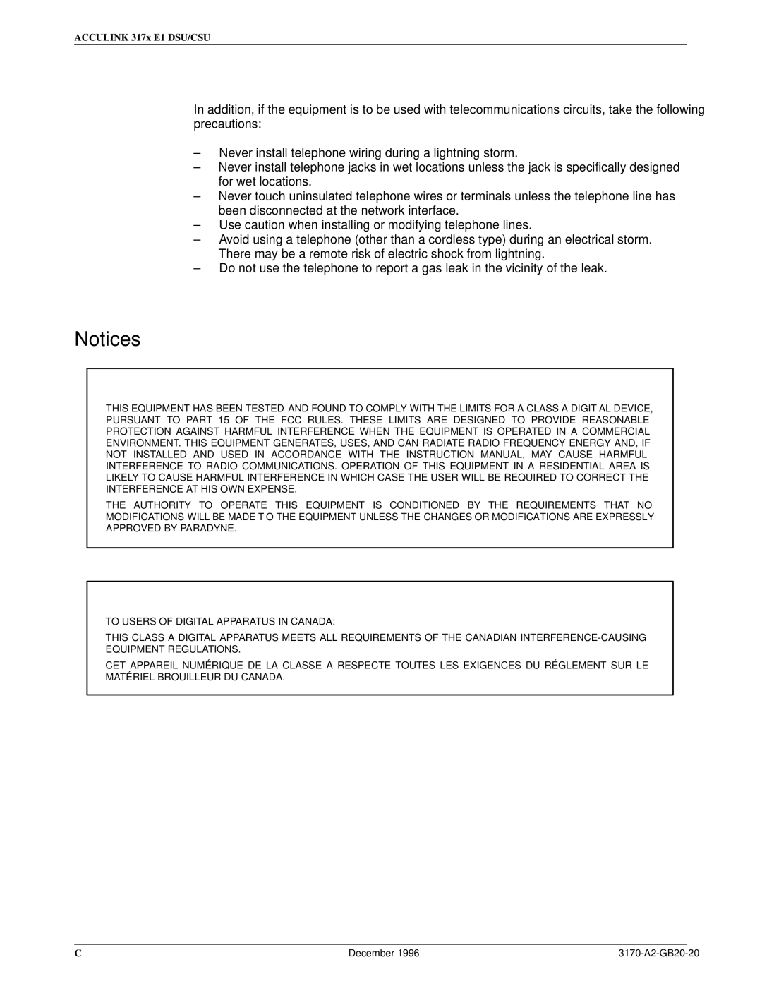 Paradyne manual Acculink 317x E1 DSU/CSU 