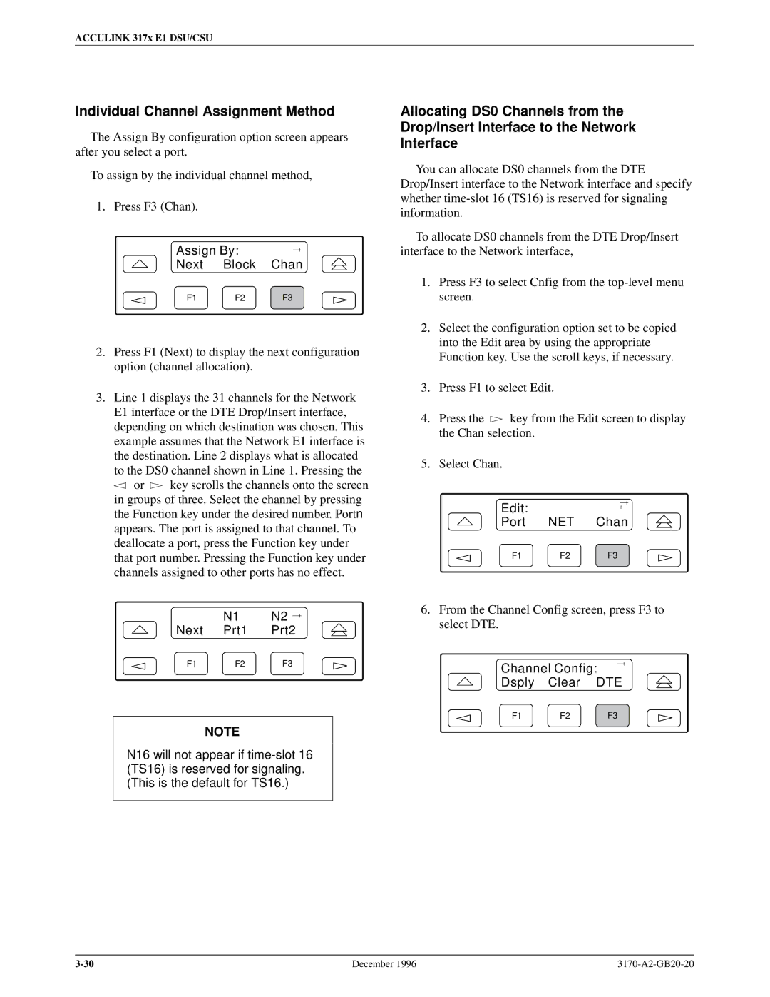 Paradyne 317x E1 manual Individual Channel Assignment Method, Edit Port NET Chan 