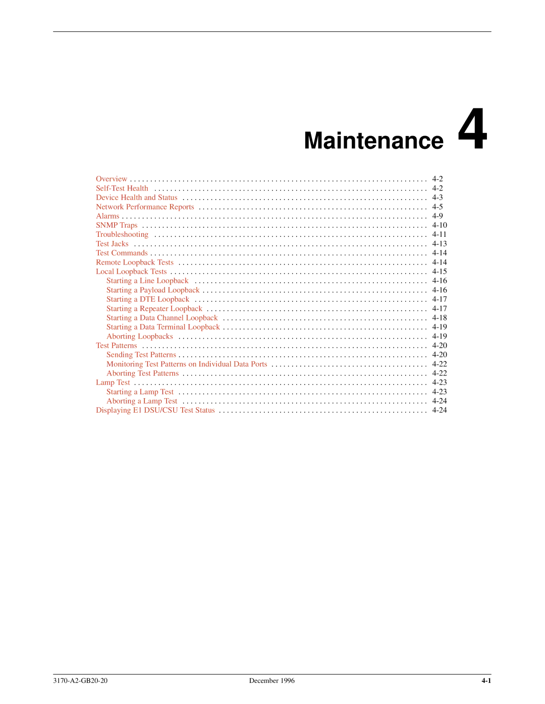 Paradyne 317x E1 manual Maintenance 