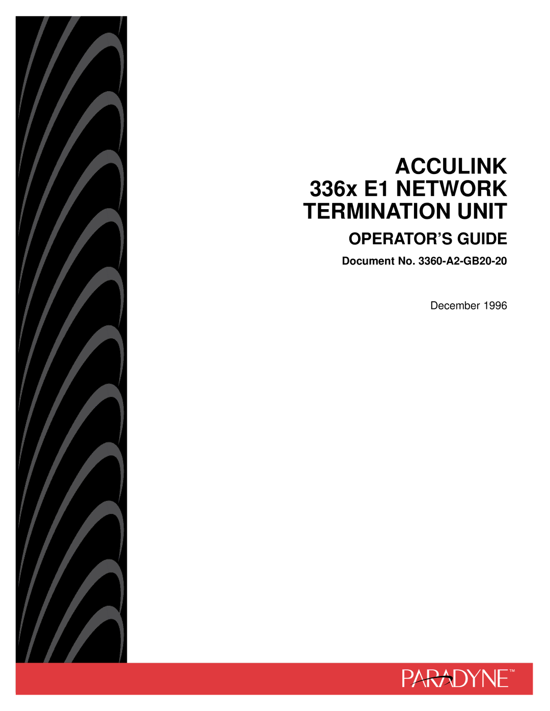 Paradyne manual Acculink 336x E1 Network Termination Unit 