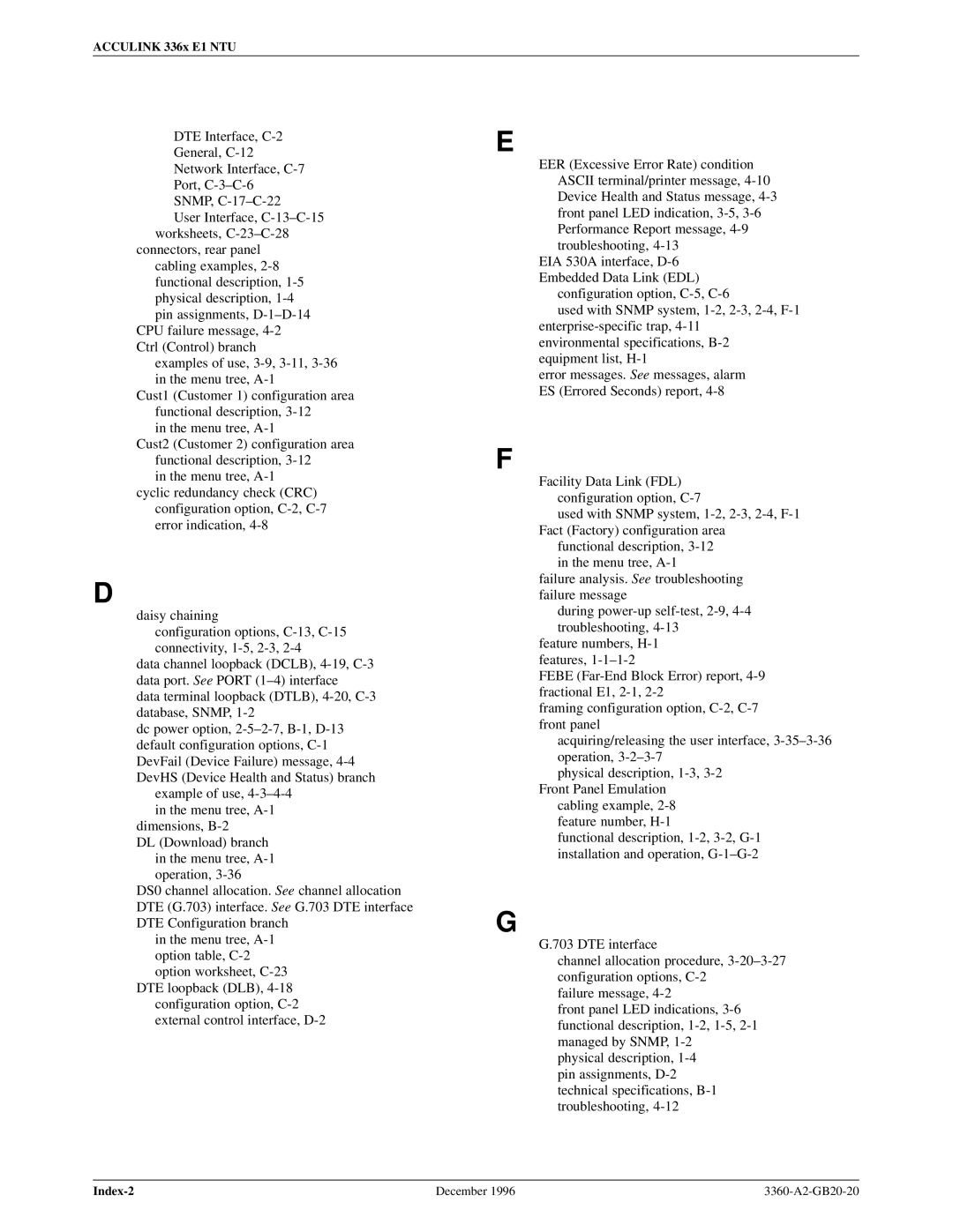 Paradyne 336x E1 manual Index-2 