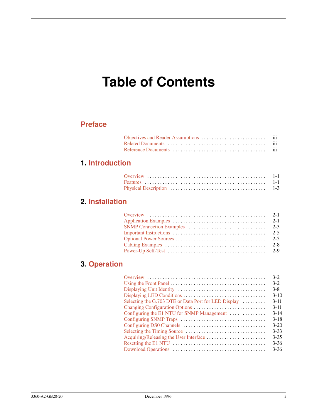 Paradyne 336x E1 manual Table of Contents 