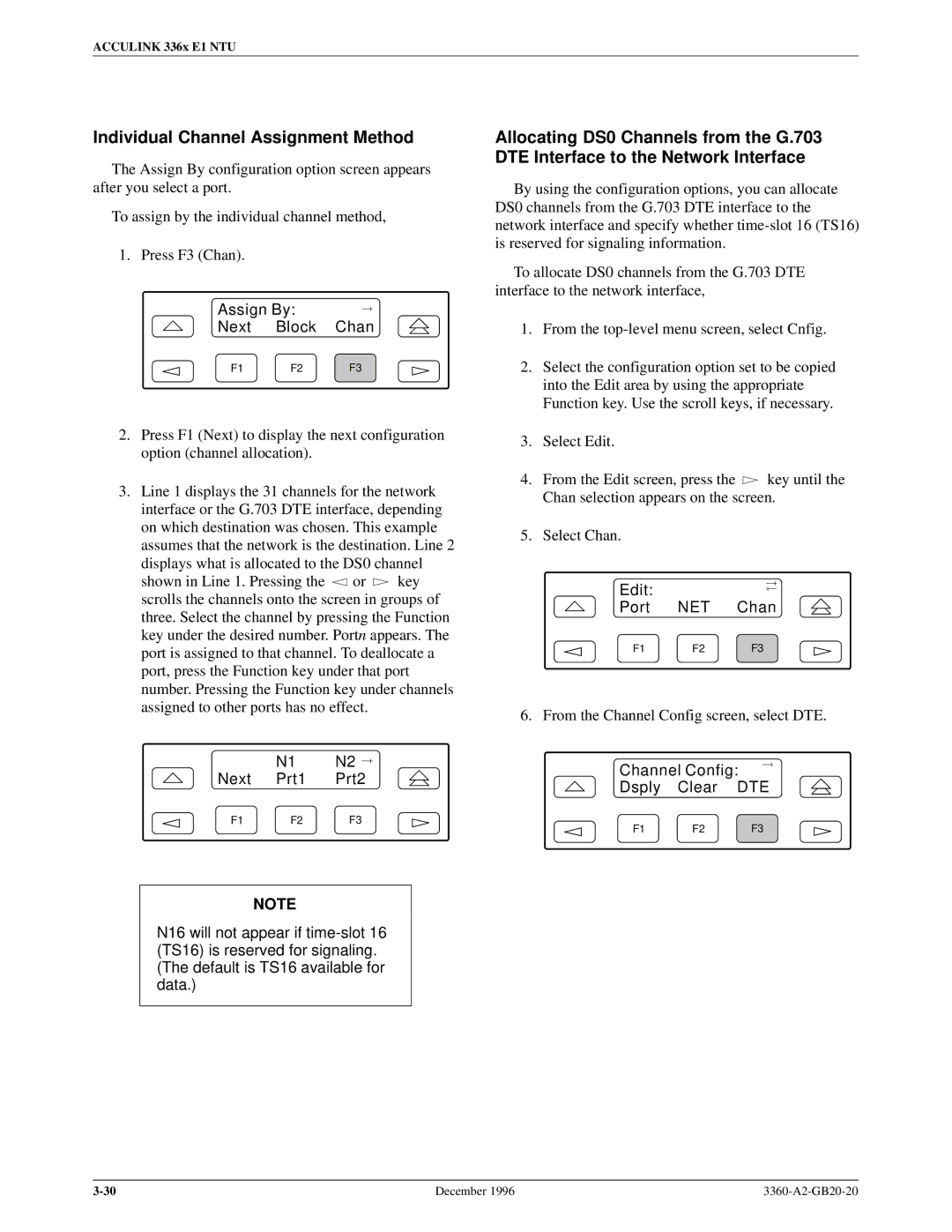 Paradyne 336x E1 manual Individual Channel Assignment Method, Edit Port NET Chan 