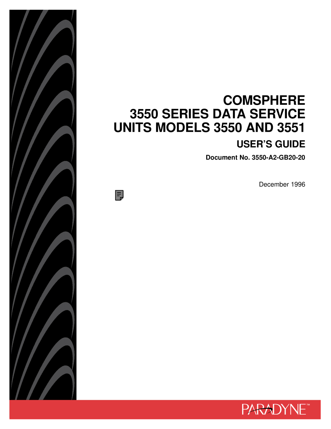 Paradyne 3551 manual Comsphere 3550 Series Data Service Units Models 3550 