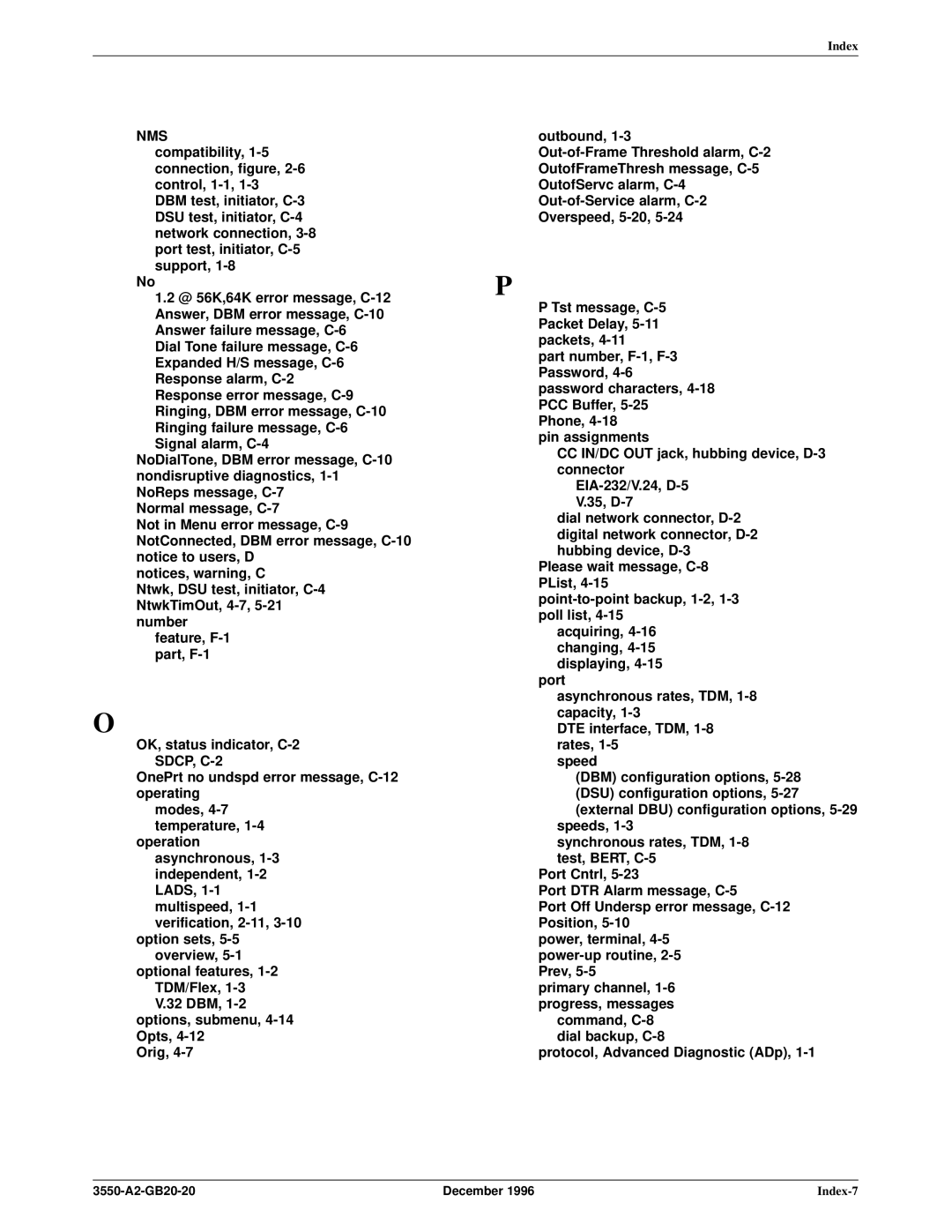 Paradyne 3551 manual Index-7 