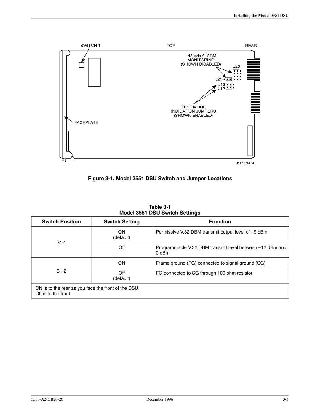 Paradyne 3551 manual Off 