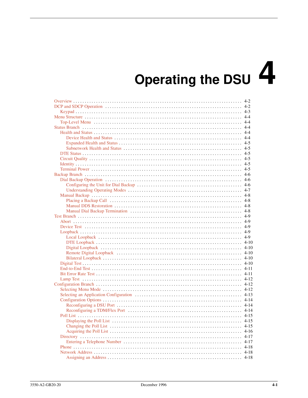 Paradyne 3551 manual Operating the DSU 