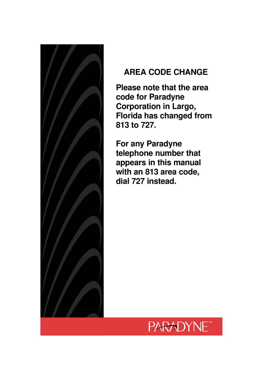 Paradyne 3700-A2-GB20-10 manual Area Code Change 