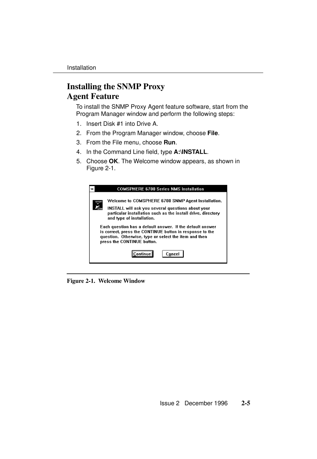 Paradyne 3700-A2-GB20-10 manual Installing the Snmp Proxy Agent Feature, Welcome Window 