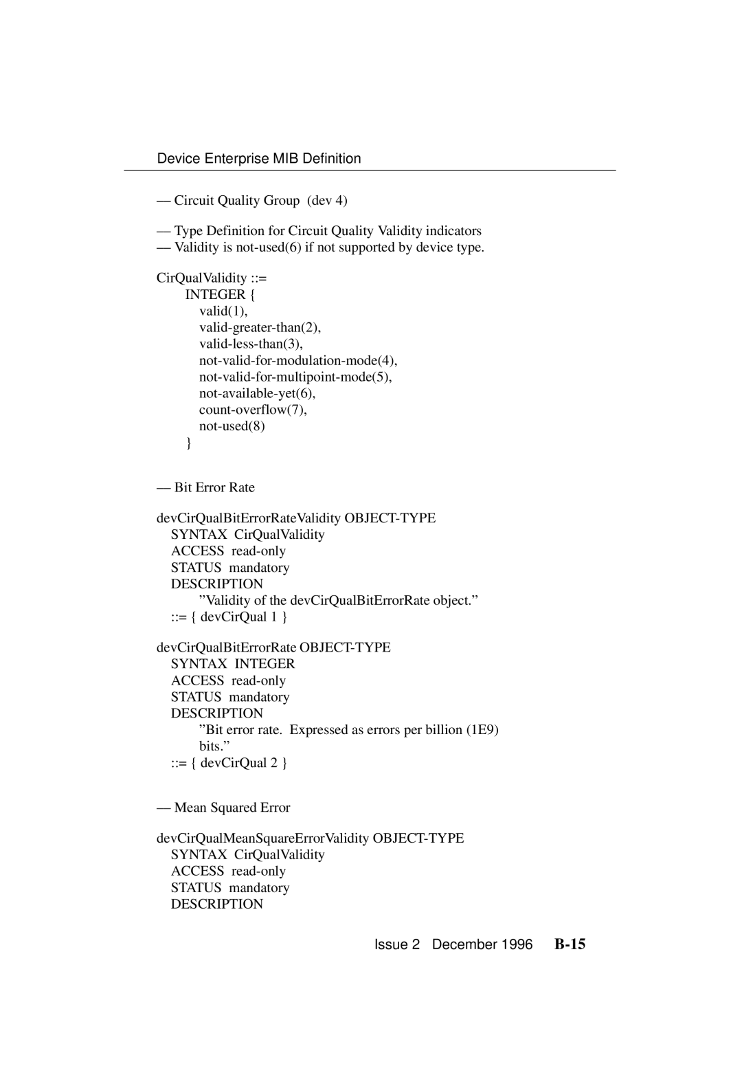 Paradyne 3700-A2-GB20-10 manual Issue 2 December 1996 B-15 