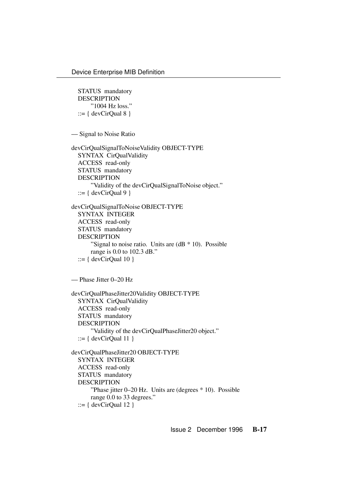 Paradyne 3700-A2-GB20-10 manual Issue 2 December 1996 B-17 