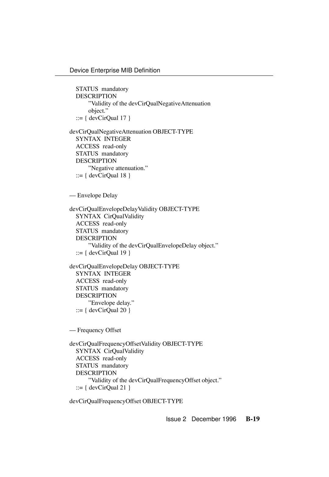 Paradyne 3700-A2-GB20-10 manual Issue 2 December 1996 B-19 