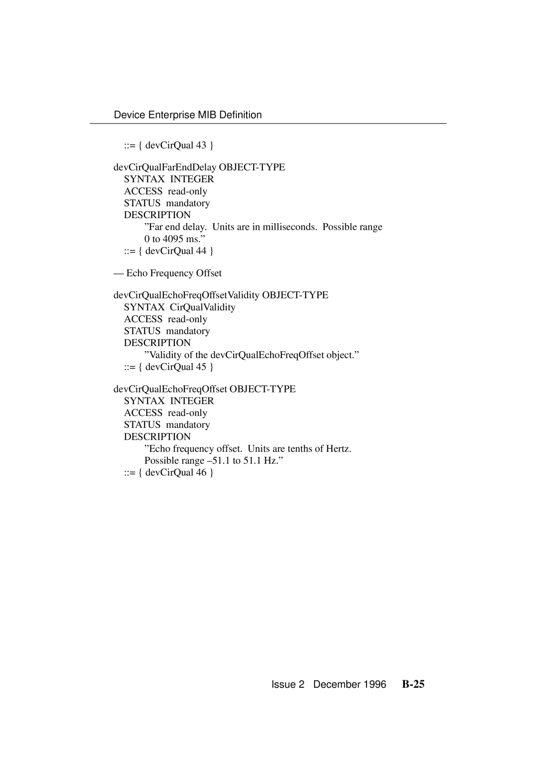 Paradyne 3700-A2-GB20-10 manual Issue 2 December 1996 B-25 