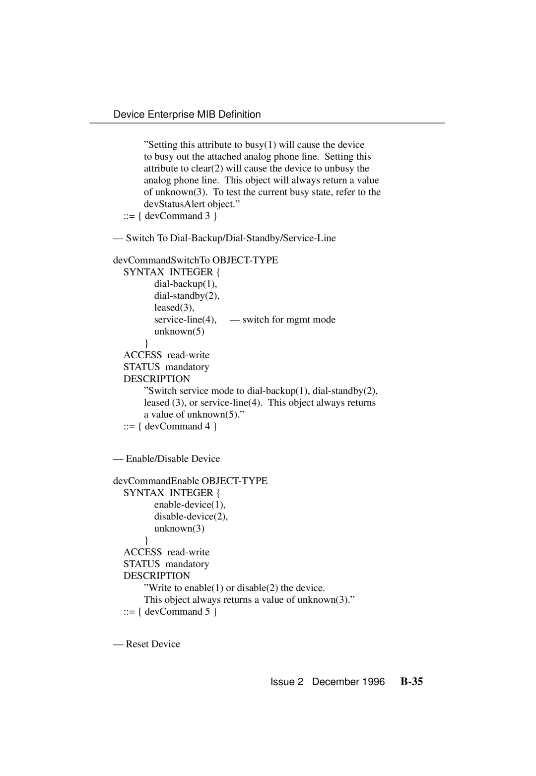 Paradyne 3700-A2-GB20-10 manual Issue 2 December 1996 B-35 