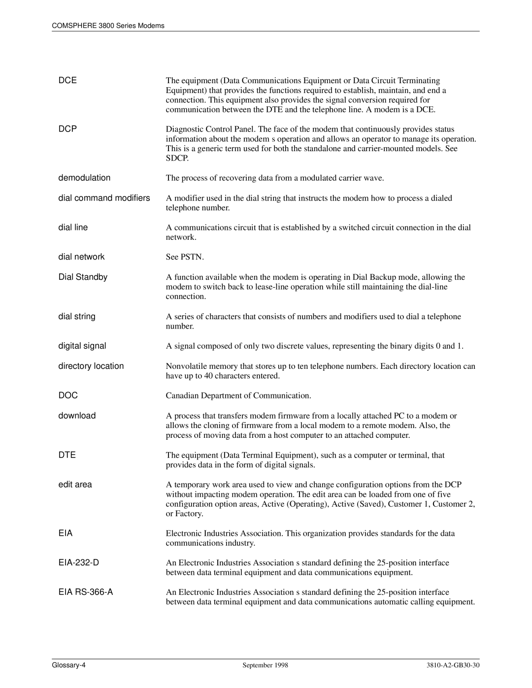 Paradyne 3800 manual Dce 