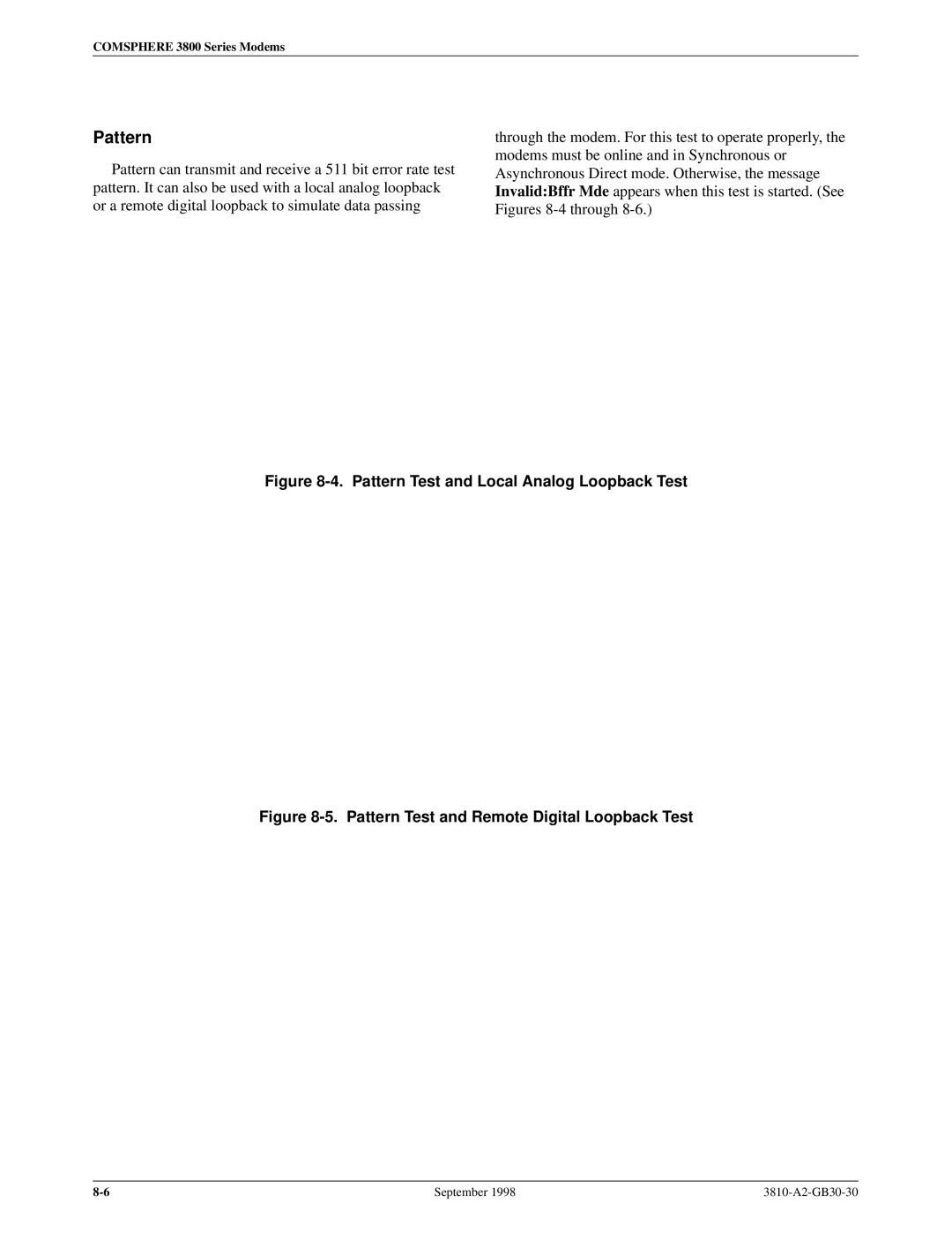 Paradyne 3800 manual Pattern Test and Local Analog Loopback Test 