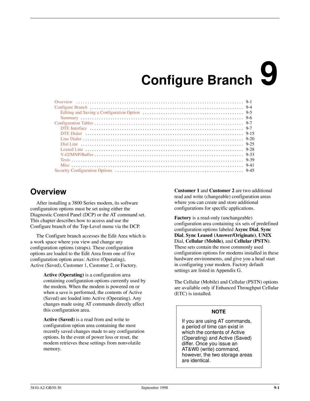 Paradyne 3800 manual Configure Branch, Overview 