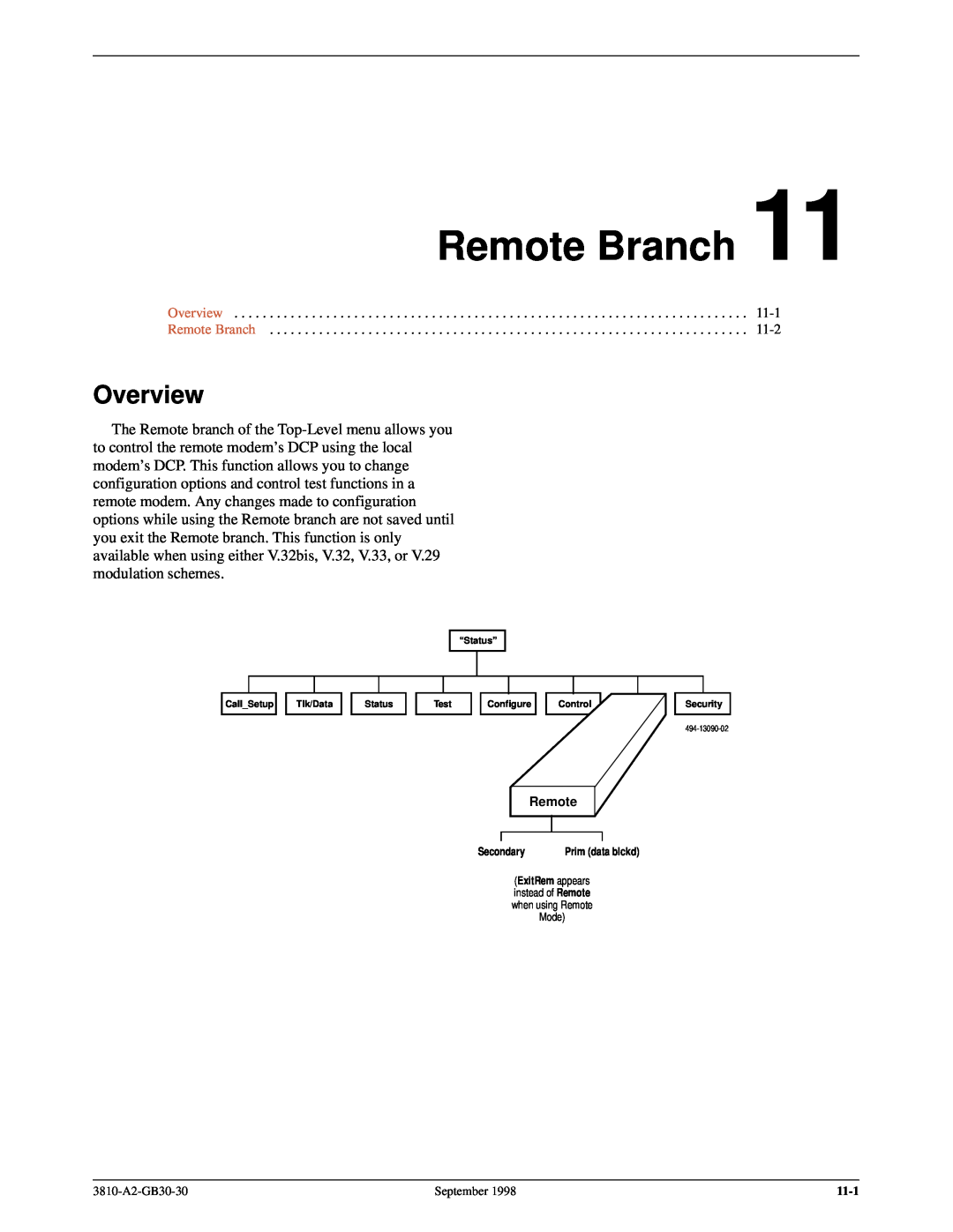Paradyne 3800 manual Remote Branch, Overview 